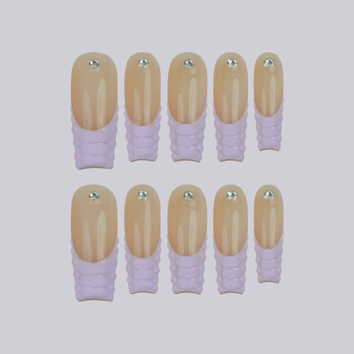 Lilac Edge medium coffin press-on nails, lilac French tips – Briluxe